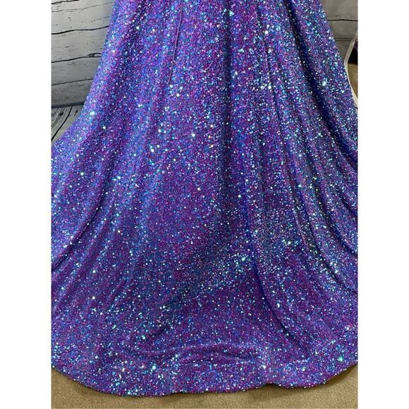 Amarra Sequin Purple Formal Gown Size 6 - Picture 6 of 16